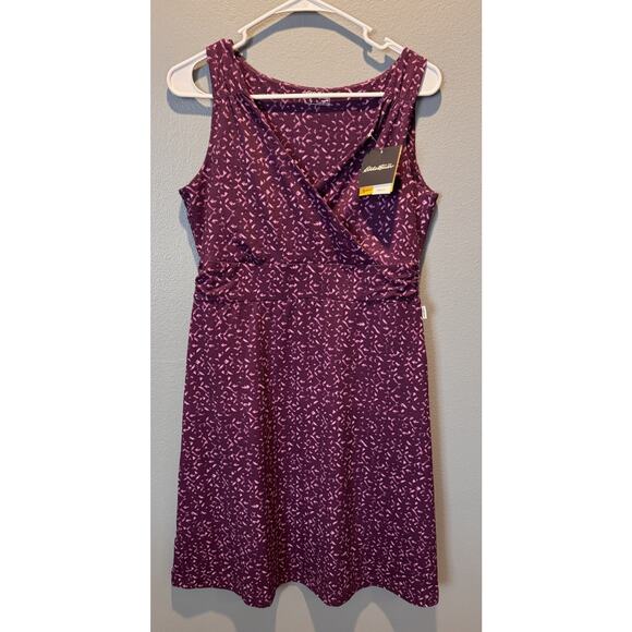 NWT Eddie Bauer Women's Travex Crossover Dress Size M Purple Patterned - Picture 1 of 5